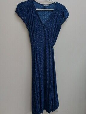 GAP Navy Blue Dot-Print Wrap Maxi Dress
